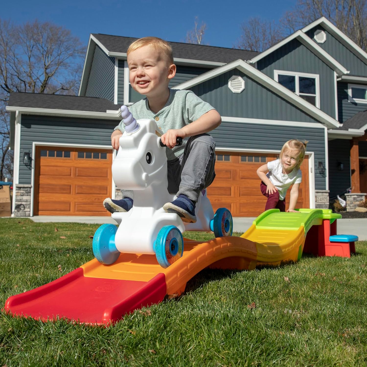 Step2 Unicorn Up & Down Roller Coaster Kids Ride On Toy, Push Car, Indoor/Outdoor Playset, Made of Durable Plastic, Max Weight 50 lbs., For Toddlers 2-5 Years Old, Multicolor